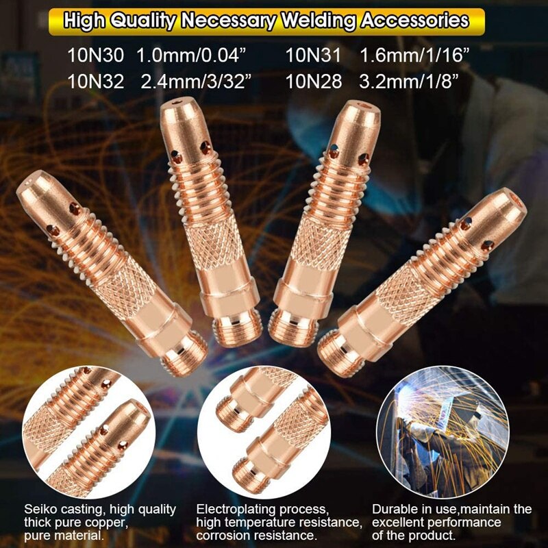 16 Uds accesorios de antorcha de soldadura TIG de copa Collet junta, consumibles, Kit de soldadura TIG antorcha suministros para WP-17/18/26