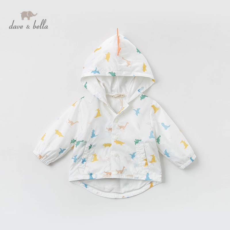 DBW12886 dave bella spring baby boys print coat children tops infant toddler hooded outerwear