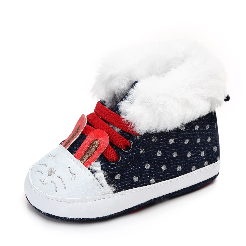 Leuke Konijn Canvas Winter Baby Pluche laarzen meisjes Jongens booties Super Warm Houden Baby Peuter schoenen: black / 2