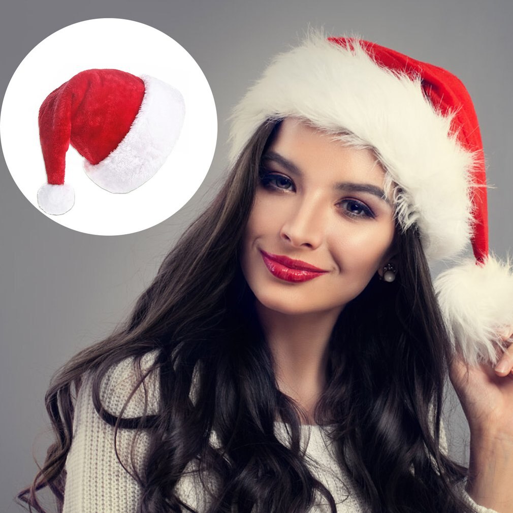 Plush Adult Christmas Hat Plush Toys Hat Red Velvet Santa Claus Hat Comfortable Inside Christmas Hat