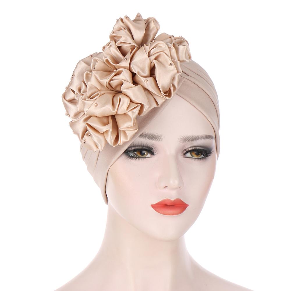 Grote Bloemen Tulbanden Voor Vrouwen Stretchy Hoofddoek Motorkap Moslim Head Wrap Cap Dames Beanie Hoed Haaraccessoires Chemo Caps: 5