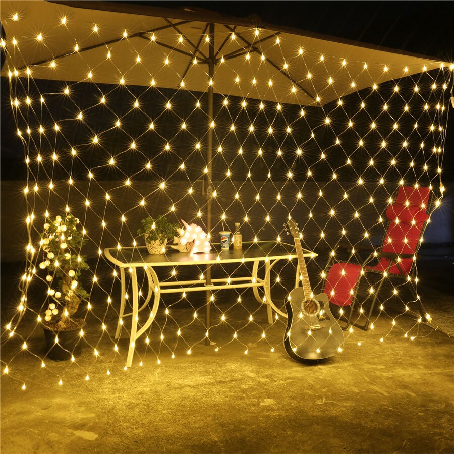 Thrisdar 2X2M 3X2M 6X4M Kerst Led Net Mesh Fairy String Light 8 Functie Outdoor Party Wedding Achtergrond Guirlande