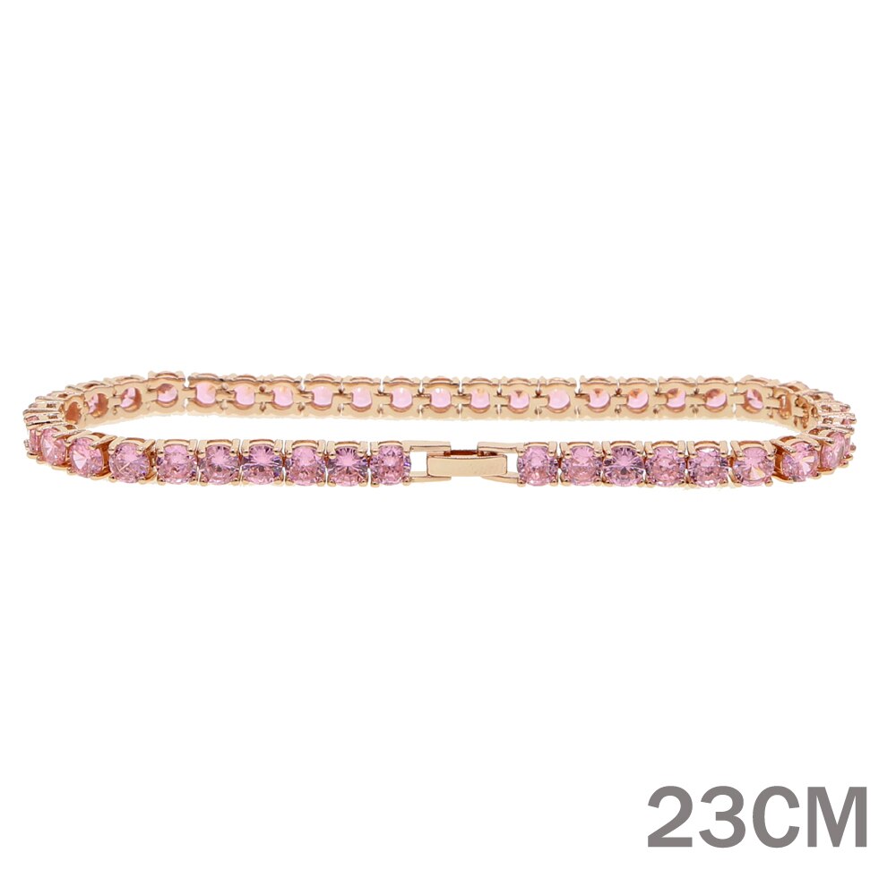 cz charm anklet 23cm 25cm iced out bling rose gold silver color clear cz 5mm tennis chain anklet for women leg jewelry: Rose Gold 23CM