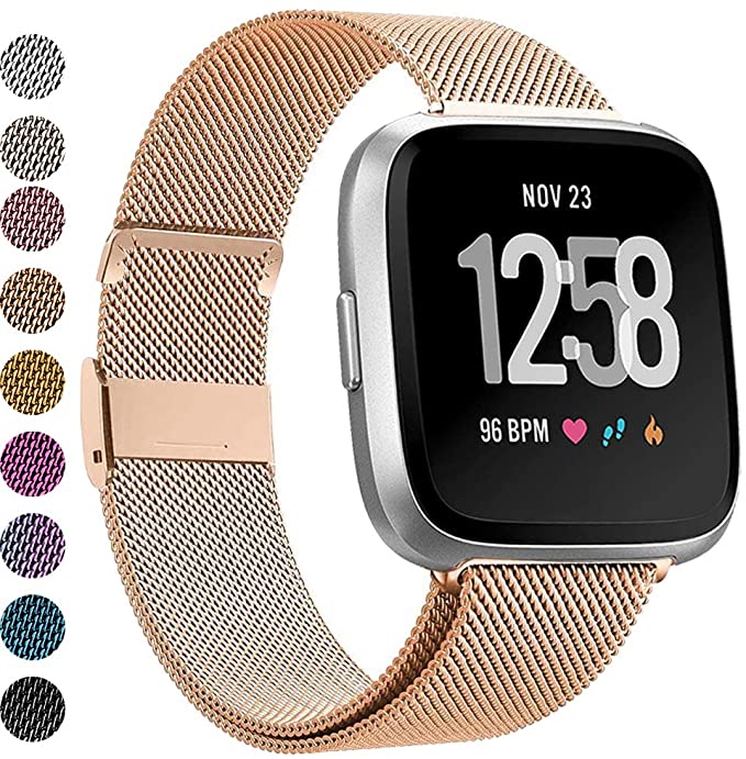 Strap Metal Stainless Steel Band For Fitbit Versa Strap Wrist Bracelet fit bit Lite Verse 2 Band Accessories: Rose Gold