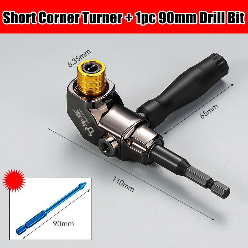 90/105 Degree Angle Electric Corner Turner, Electric Screwdriver Hardware Tool Accessories, Elbow Universa Flexible Shaft: Silver