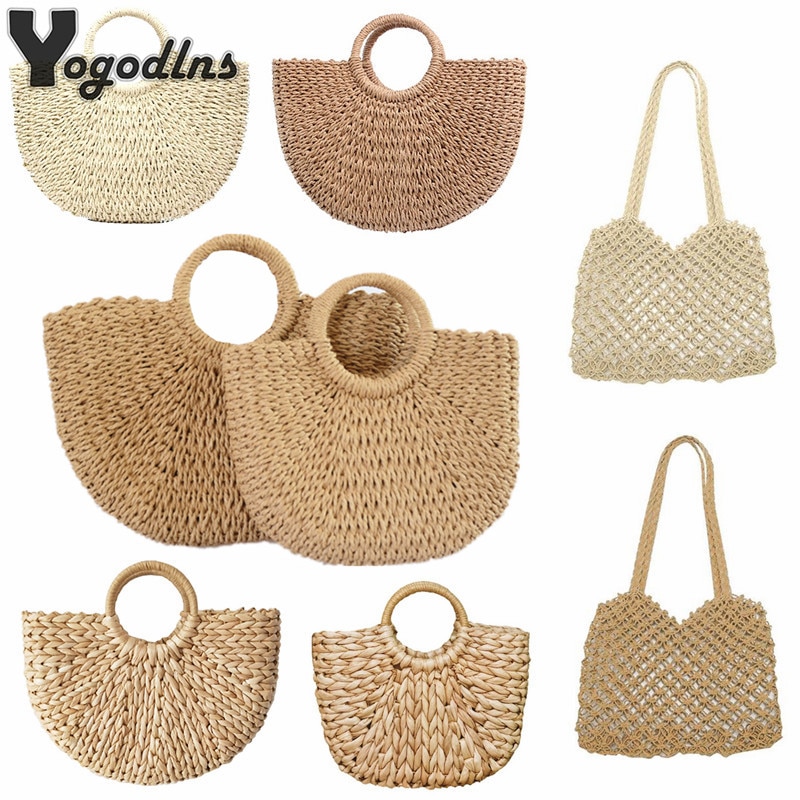 Multi-styles Straw Bags Handmade Summer Woven Beach Ladies Shoulder Bag Bohemia Bali Travel Female Handbags