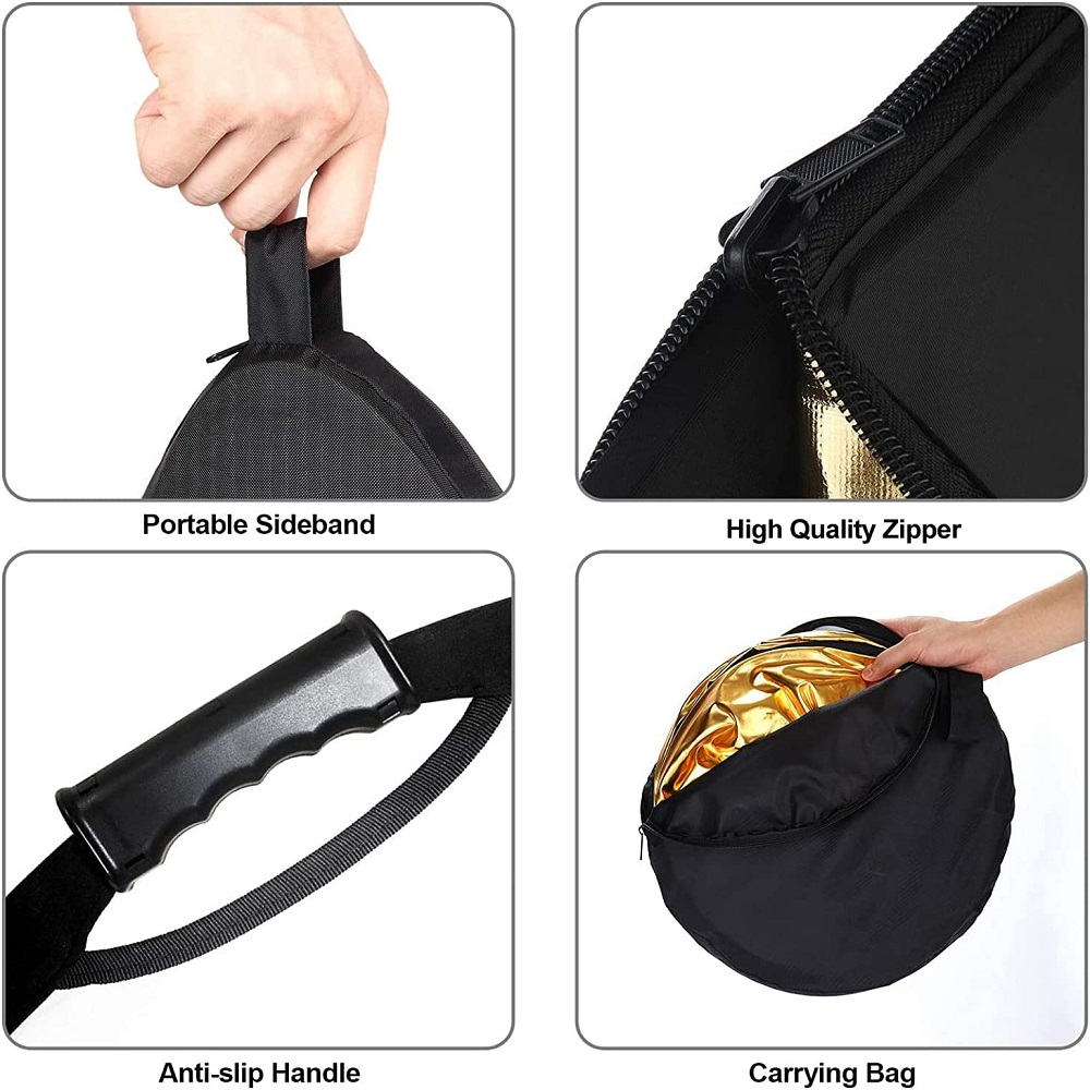 Selens-Réflecteur portable 5 en 1, 60x90cm, réflecteur rond nar, accessoires de photographie, diffuseur, kits de studio photo