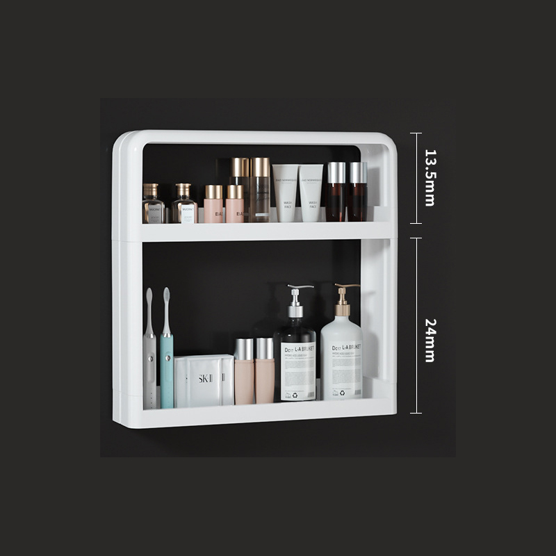 Estante montado en la pared para baño, organizador de cosméticos multifuncional para almacenamiento de artículos de tocador, botellas de condimentos de cocina: Gris
