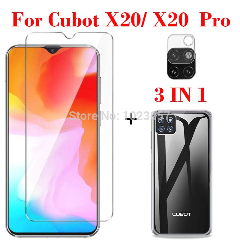3-in-1 etui + kamera szkło hartowane dla Cubot X20 Pro ScreenProtector szkło dla Cubot X20 3D szkło: X20 Pro / 3 in 1 Clear case