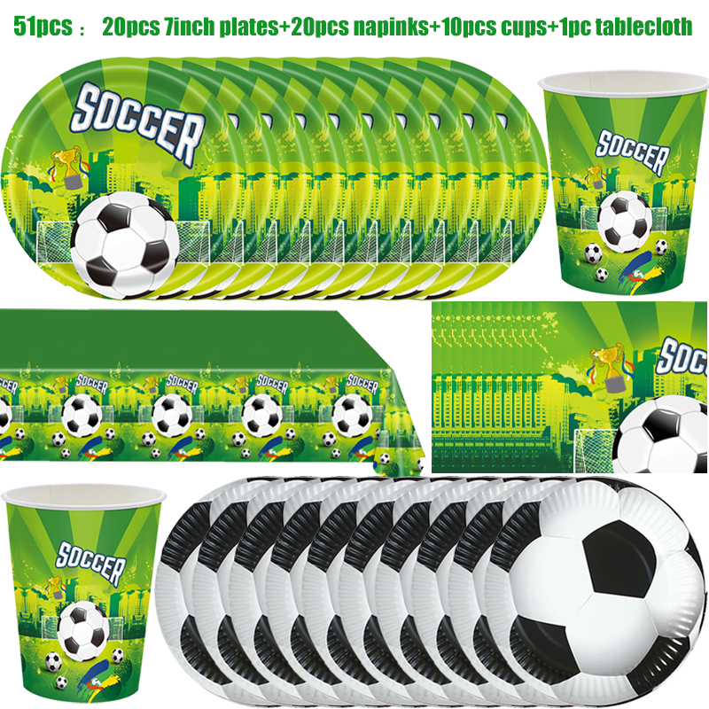 Decoraciones para de cumpleaños con tema de fútbol, globos de fútbol, platos de papel, siesta, laberinto de fútbol, juego, suministros para fiestas deportivas,
