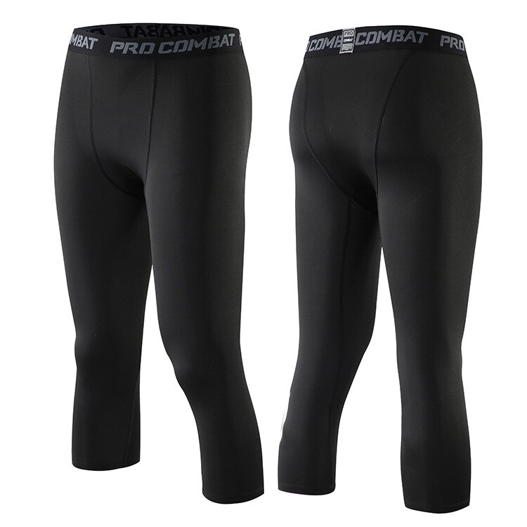 Compressie Basketbal Panty Hoge Elastische Sport Voetbal Broek Sneldrogende Mannen Fitness Running Leggings Ventilatie: Black / S