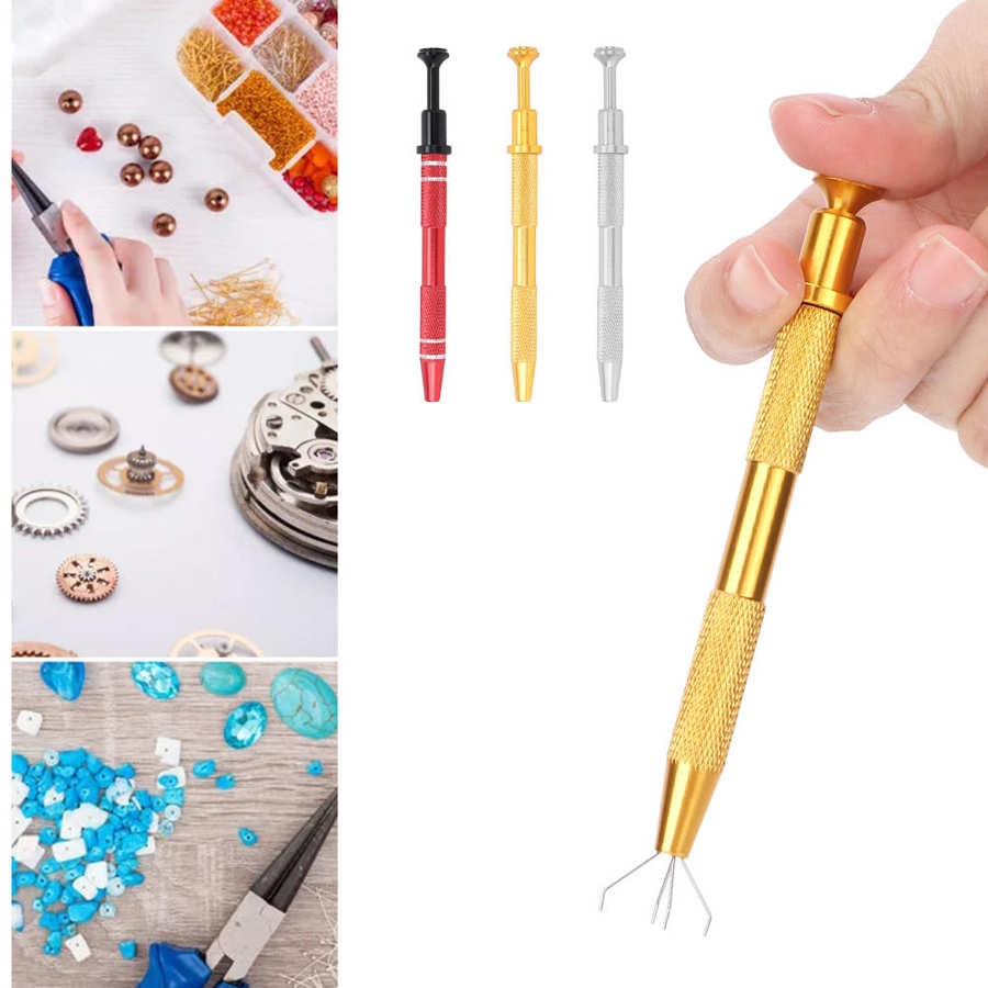 1Pc 4 Claws Sieraden Tweezer Sieraden Houder Pick Up Tool Diamant Edelstenen Kralen Kleine Schroeven Onderdelen Houder Tweezer Catcher grabbers