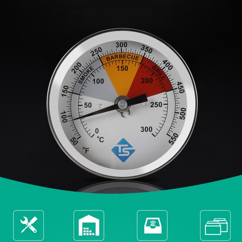 0-300 ℃  / 50-550 ℉ grill analogt termometer til kulgrill pit grill ryger analog bimetalhætte låg temperaturmåler