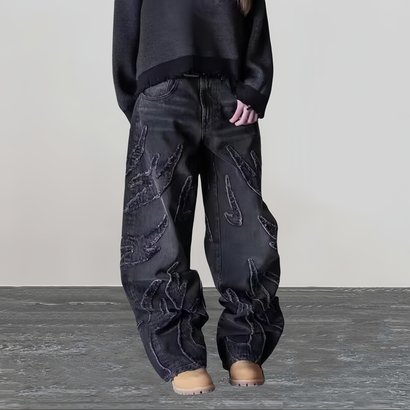2024 Ropa Y2K Streetwear flamme broderie Baggy empilé jean pantalon pour hommes vêtements Harajuku Vintage femmes gothique Denim pantalon