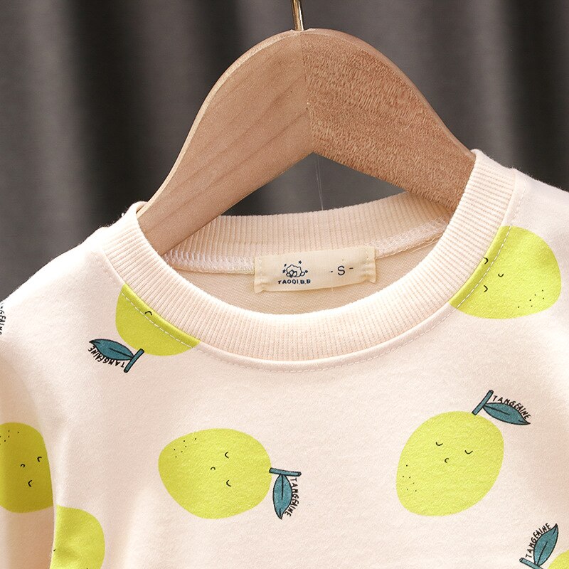 Automne à manches longues fruits impression maille jupe bébé fille robe enfant en bas âge bébé -né coton robe princesse robe pour 6M-4Y enfants