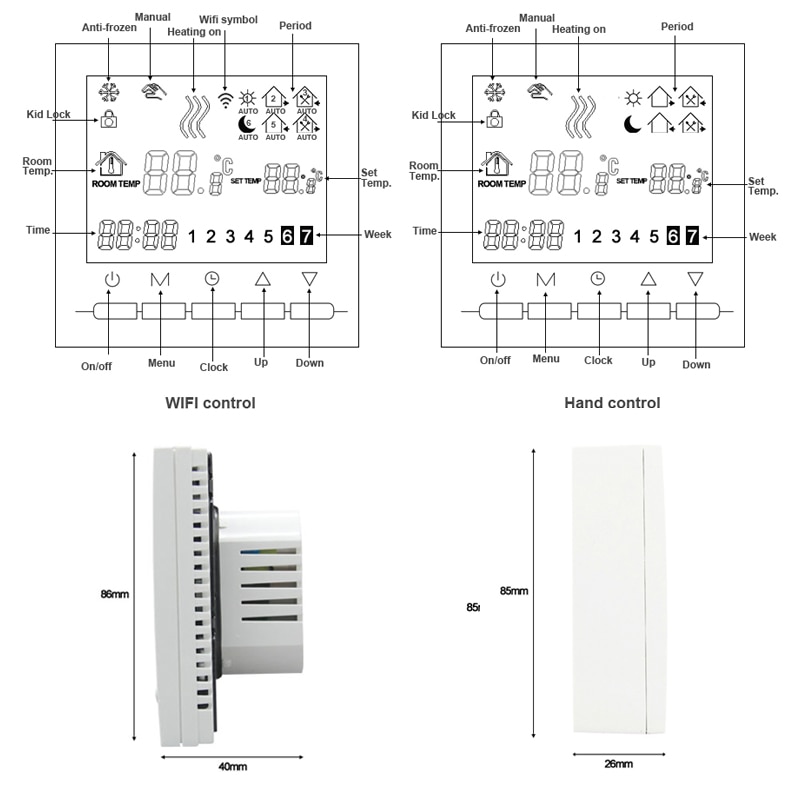 BEOK Wifi / Non-Wifi Room Heating Thermostat Temperature Controller for Gas Boilers Weekly Programmable BOT-313