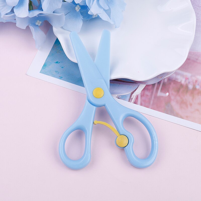 1pcs Plastic Cute Mini Safety Round Head Scissors Student Kids Paper Cutting Kindergarten School Supplies: blue