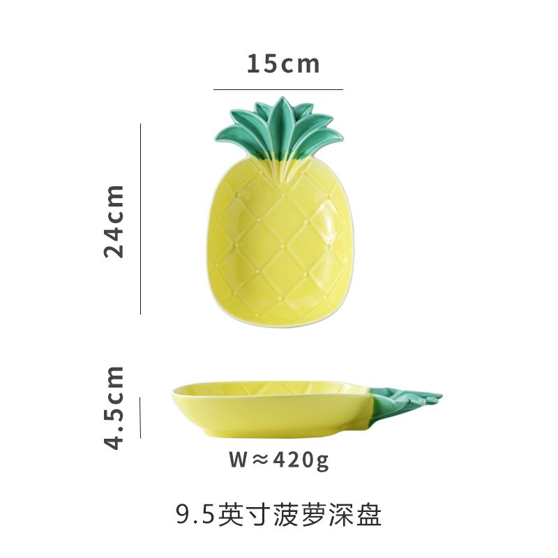 Ananas form kaktus keramisk salat tallerken frugt snack retter desserter bakke barn bordservice morgenmad mad skål køkkenudstyr: C