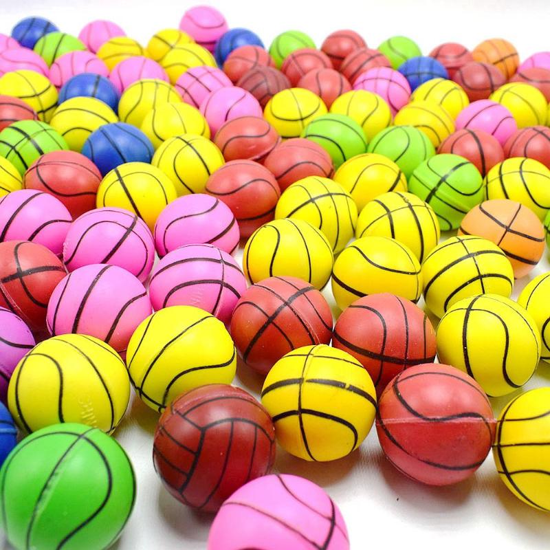 Basketball Shape Bouncing Ball Elastic Rubber Balls Pinball Capsule Toys