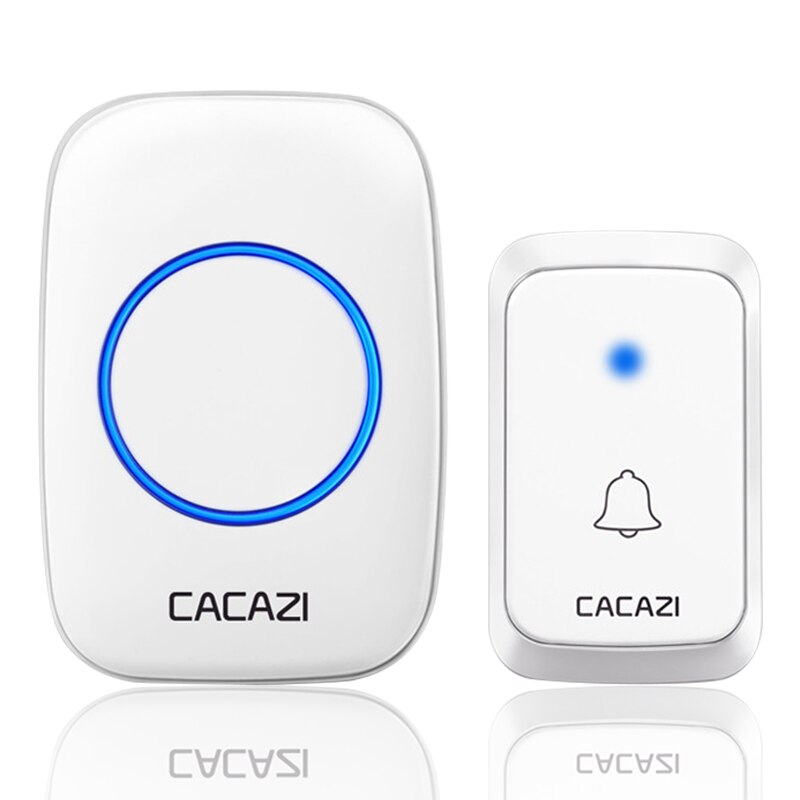Cacazi trådløs vandtæt dørklokke smart dc batteridrevet 300m fjernbetjening 36 klokkeslæt trådløse dørklokker  a06 hvide: Hvid 1 x 1