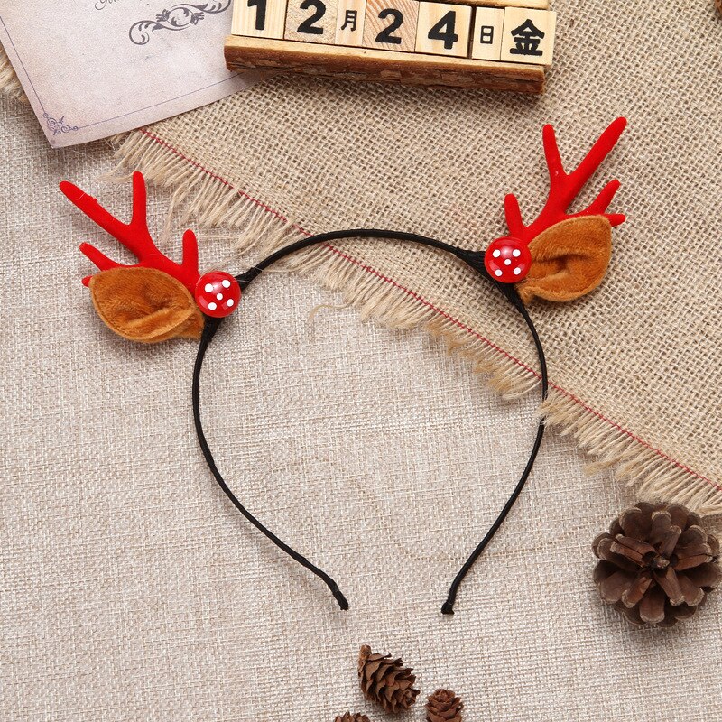 Diadema con cuernos de alce para niña y mujer, adornos navideños para el hogar, horquillas de de año , accesorios para el cabello