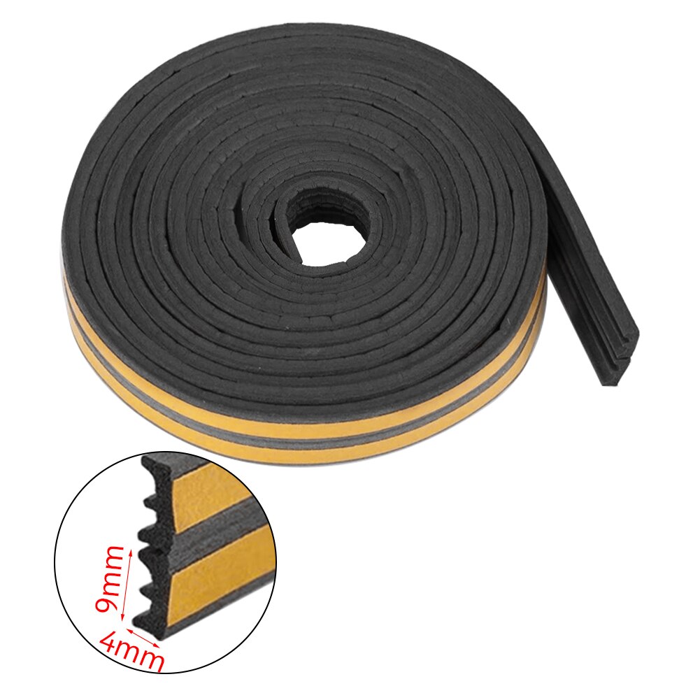 10 Meters Sound Insulation Strip Foam Sticky Self-adhesive Sealing Anti-Collision Rubber Seal Draught Excluder Tape Door Window: Black E