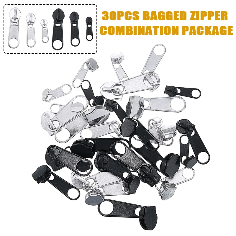 30 Pcs Metal Vaste Rits Zip Slider Rescue Instant Reparatie Vervanging Kleding Tas Ritsen Diy Zip Bevestigingen Accessoires