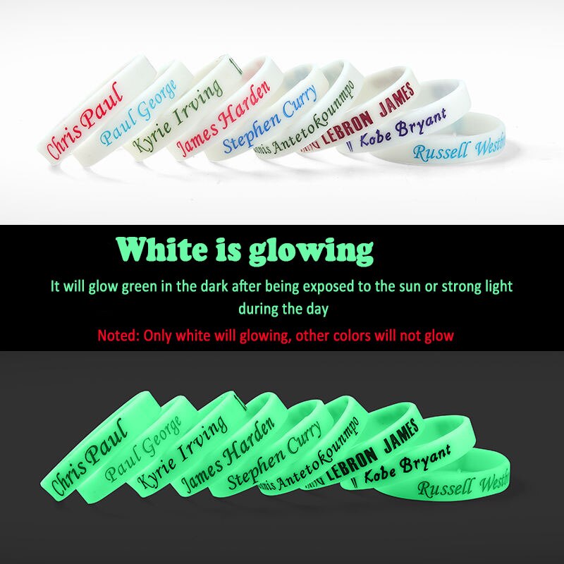 5Pcs Sport Basketbal Ster Polsbandje Armband Man Licht Up Siliconen Student Rubber Glow In The Dark Lichtgevende Armband Souvenir