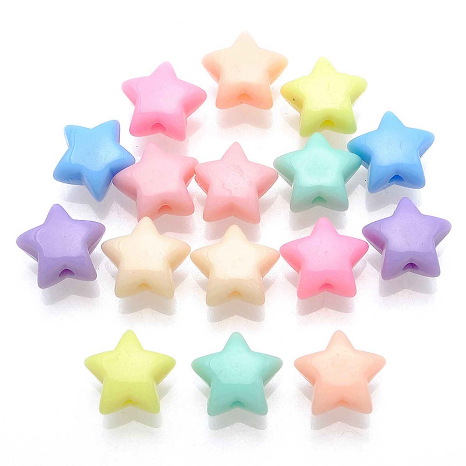 100 Mixed Pastel Color Acrylic Beads Charm Various Shape Flower Heart Kids Craft: Star 14MM