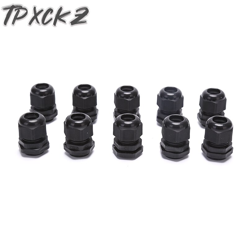 10Pcs Wartel Nylon Waterdichte Entry IP68 PG16 Voor M12 * 1.5M Metalen Waterdichte Joint Connector Jiont Outlet vergrendeling Connector: Black