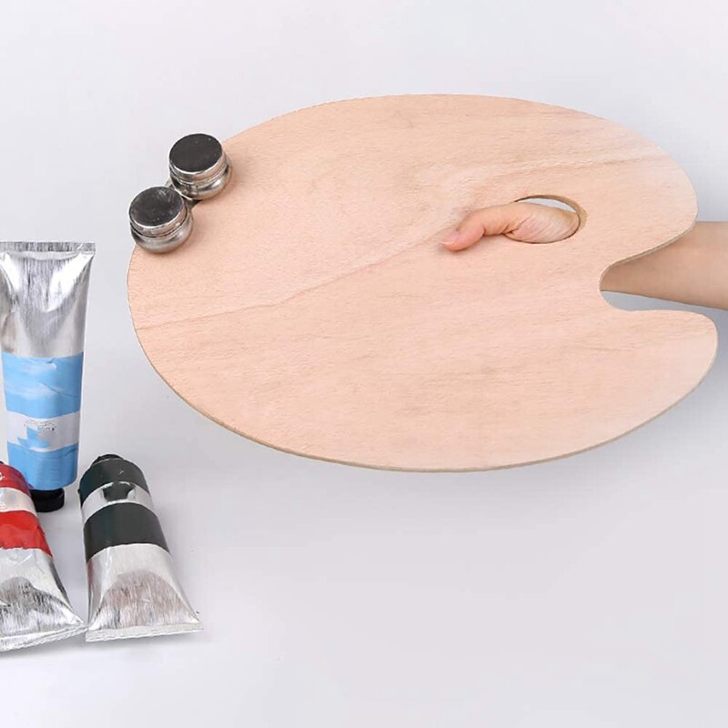 Paquete de 3 paletas de pintura ovaladas de madera de 8 pulgadas x 12 pulgadas para uso en acrílico, acuarela, pinturas al óleo y pinceles
