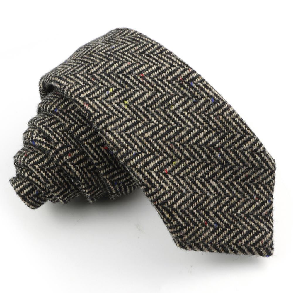 Cravate élégante en laine pour hommes, faite à la main, rayée, couleur kaki, col en coton, pour mariage, fête d'affaires, costume, chemise, accessoire: YELLOW