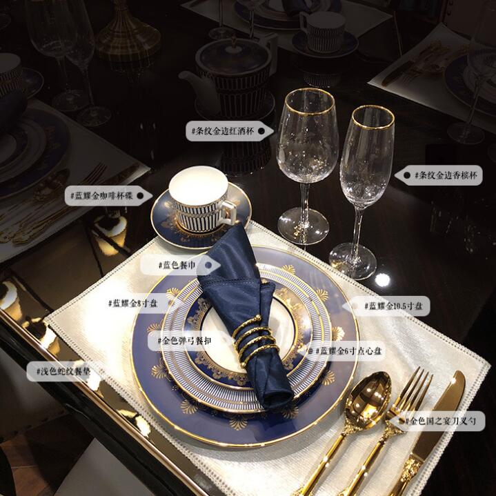 Blue Color Dinner Plates Ceramic Dessert Plates Bone China Dinnerware Plates Dinnerware Set