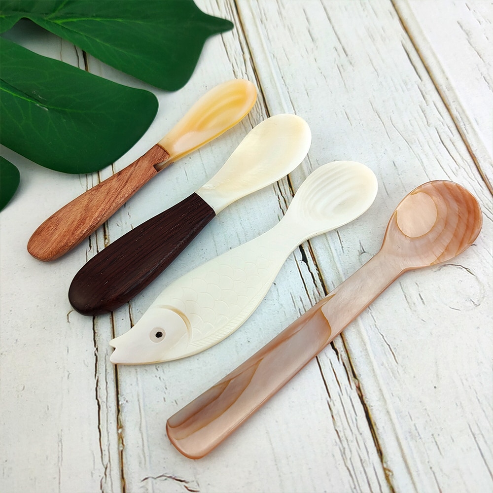 Natural Shell Spoon Deep Sea Shell Spoon Tableware Home Spoon Seasoning Box Spoon Brown Tablespoon