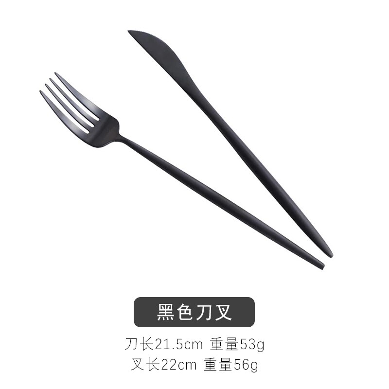 Guldkant rund keramisk tallerken fad sort porcelænsservice western-stil middagsretter og tallerkener salat bøf frugt tallerken: Kniv og gaffel--b