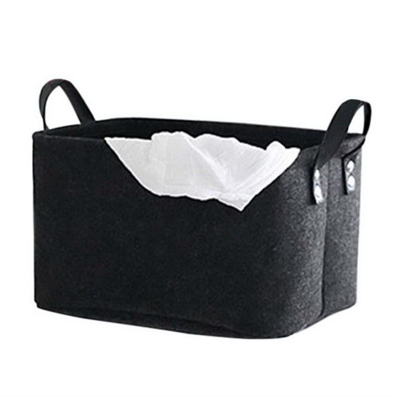 Urijk pliable jouet panier à linge laine feutre paniers de rangement vêtements sales panier support de jouet sac de rangement maison organisateur conteneur: Noir / 39x29x25cm