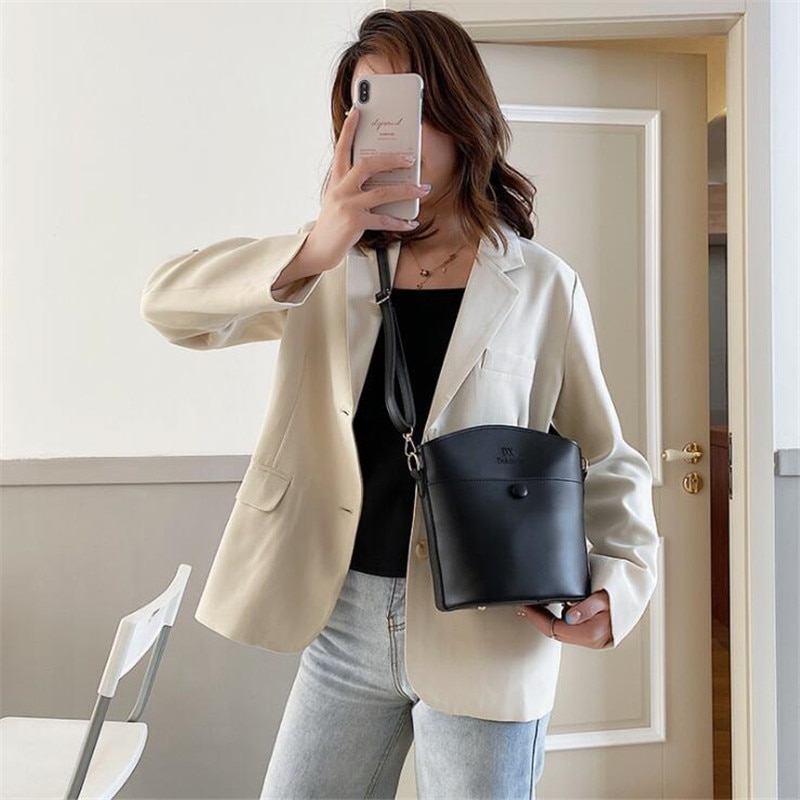 Women leather cross body bucket bag zipper green letter messenger crossbody shoulder bags for women clutch purse bolsos