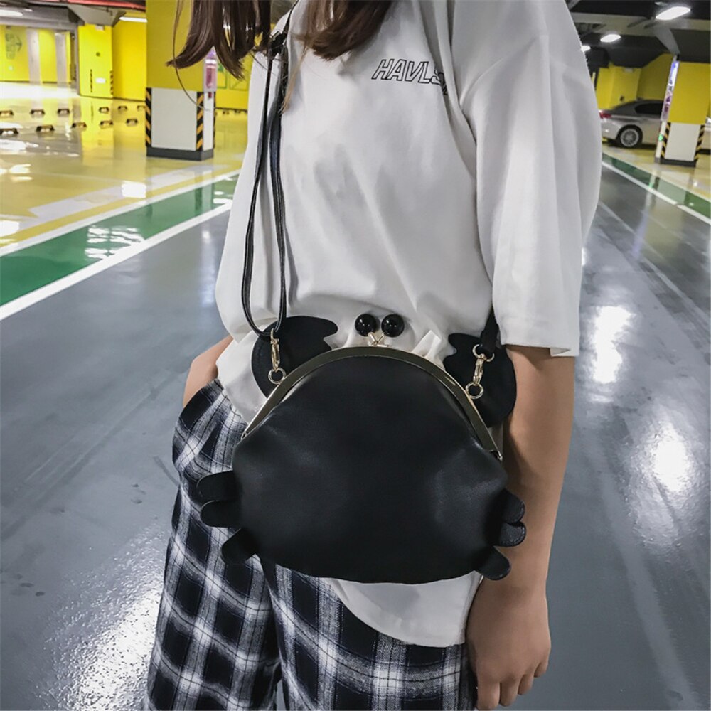 Sacos crossbody para mulheres fshion bonito forma de caranguejo pu casual bolsa para ombro cor sólida crossbody sacos de ombro menina