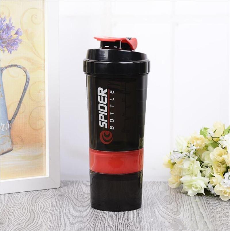 500ml Eiwit Shaker Blender Mixer Cup Sport Workout Fitness Gym Training Multifunctionele BPA Gratis Shaker Fles Water Container: red  500ml