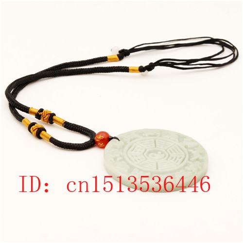 Natural Chinese Zodiac Carved Jade Pendant White Green Tai Chi Gossip Necklace Charm Jewellery Lucky Amulet