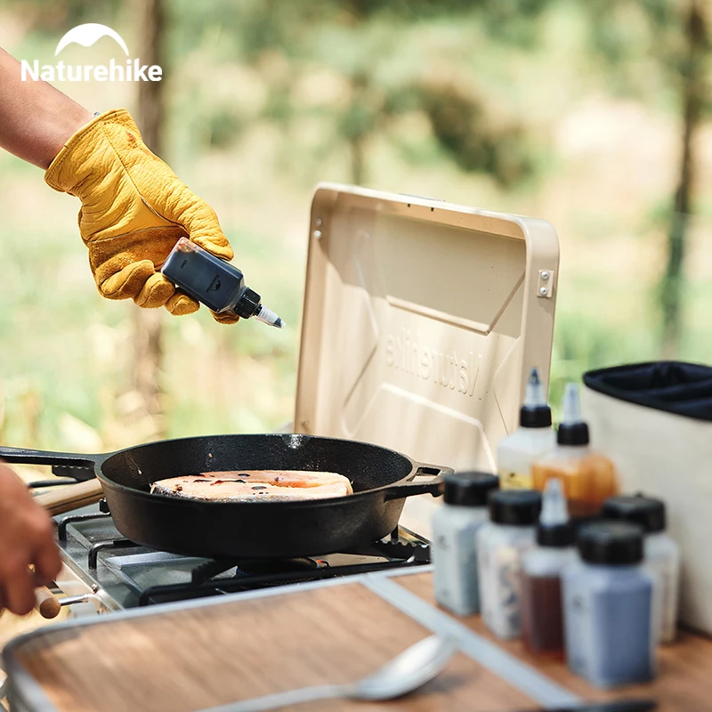 Naturehike Gewürzbehälter einstellen - 6-teilige BBQ Gewürzflaschen - Flüssig & fest - Tragbare draussen Camping Küchenzubehör