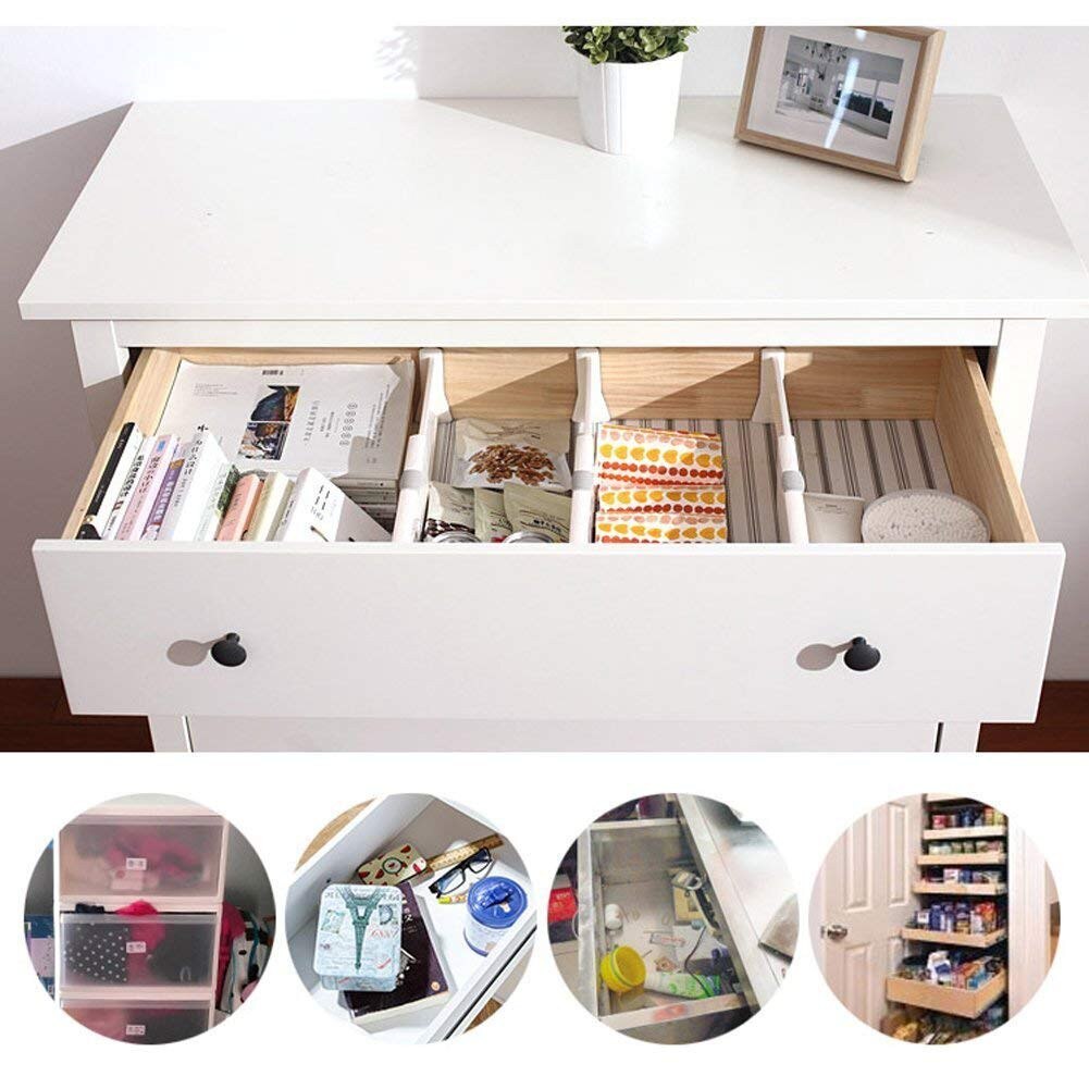 Spring White Drawer Dividers Adjustable Loaded Expandable Kitchen Bedroom Organizer Retractable Drawer Partition Board Home #T2G