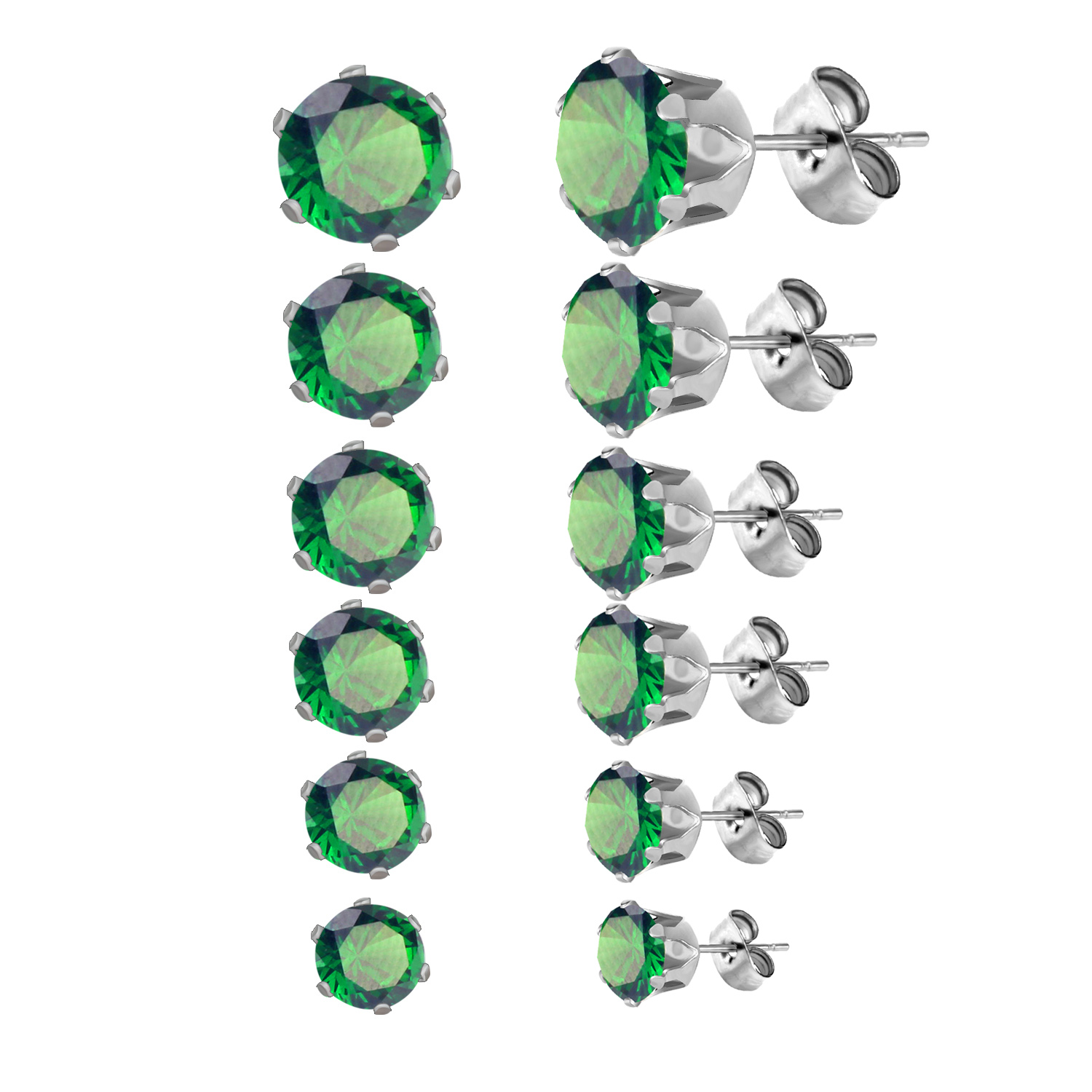 LUXUSTEEL 6 Paare/einstellen CZ Ohrstecker Edelstahl rund weiß Zirkonia hypoallergen 6 Krallen Ohrring trendiger Schmuck: Antikes Kupfer überzogen