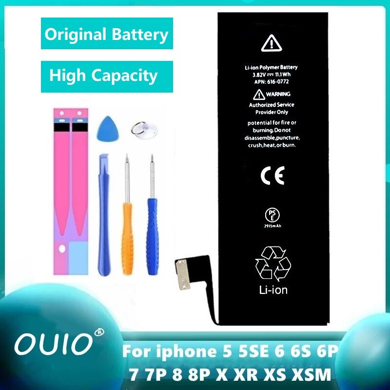 100% neue Original Telefon Batterie für iphone X XR XS 11 Pro Max 5 5S SE 6 6S 7 8 Plus Hohe Kapazität Null Cycel Freies Reparatur Werkzeuge