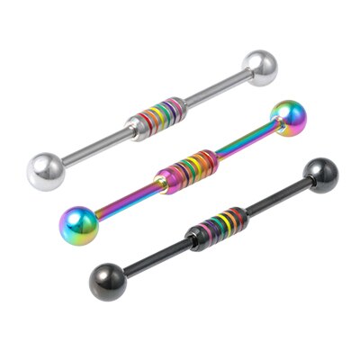 1PCS Multiple Colors Industrial Barbell Earrings Piercing Long Bar Cartilage Scaffold Piercing Ear Helix Tragus Body Jewery: Mixed