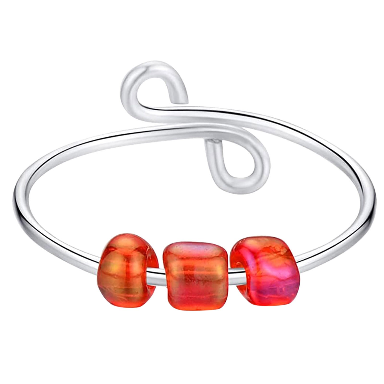 Fidget Beads Fidget Ring Spinner Single Coil Spiral Fidget Ring Beads Toy For Girl Women Rotate Freely Antistress Anxiety Ring: 9