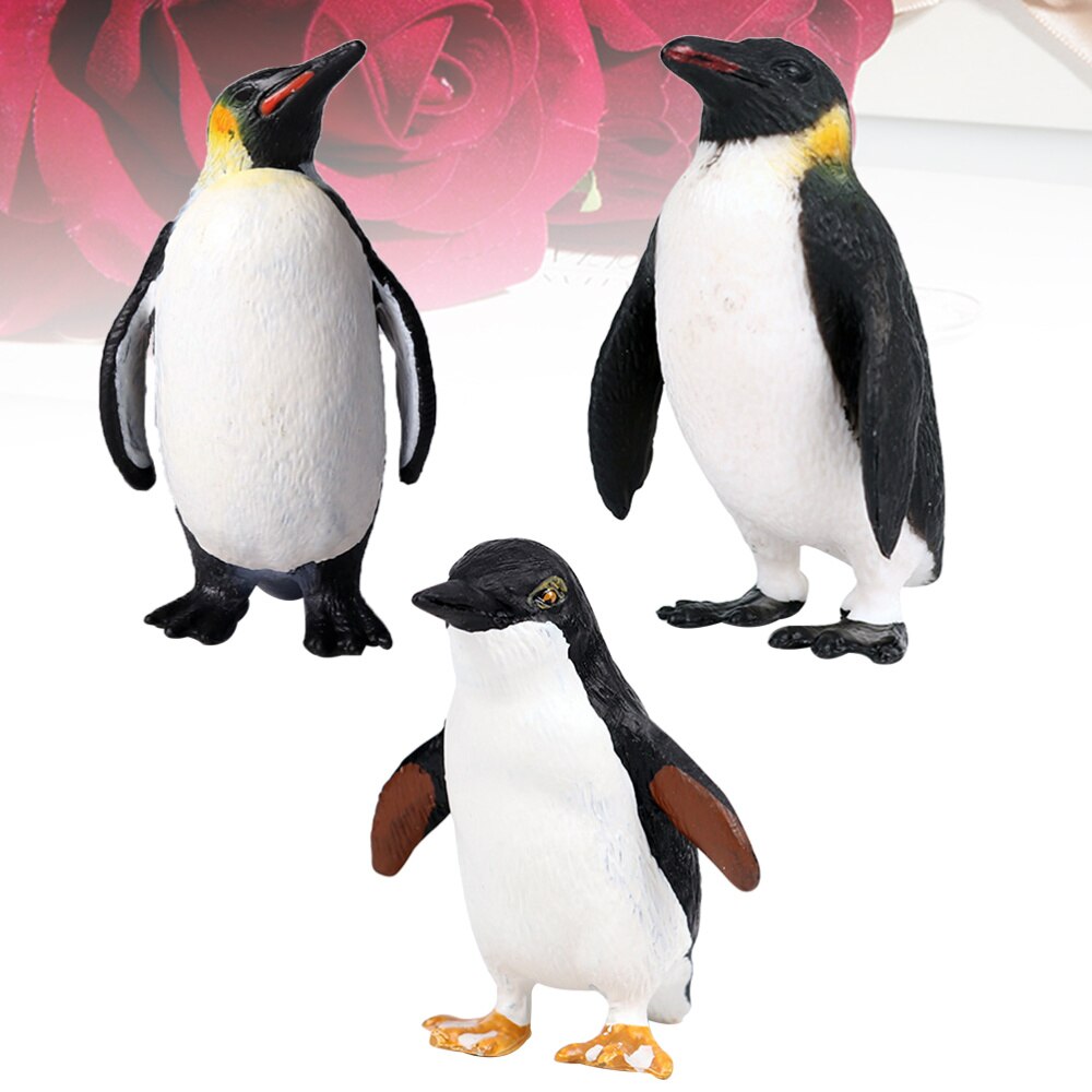 3Pcs Pinguïn Beeldje Decoratie Pinguïn Model Dier Ambachten Schattige Desktop Layout Voor Home Office School