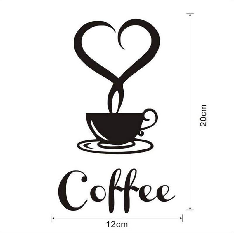1 x Cafe Cup Stickers / Coffee cup Kitchen Art Wall Stickers for Home Decoration Removable Wall Stickers (B)
