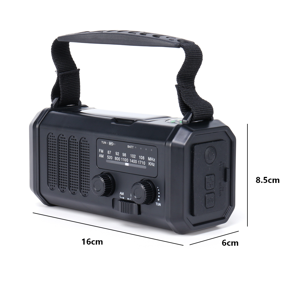 Solar Powered AM FM Weather Radio with LED Flashlight Type-C Charging Radio Receiver Multifunctional Reading Lamp for Cell Phone