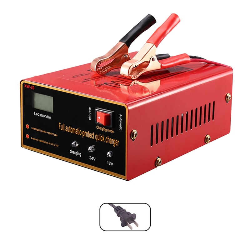 12/24V Automatic Smart Car Battery Charger for Auto Motorcycle Intelligent Pulse Quick Battery Charging Units US/EU/AU/UK Plug: US Plug 220V